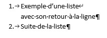 exemple de retour dans une liste